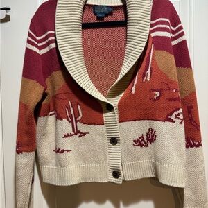 Pendleton Red and Cream Shawl Collar Cardigan